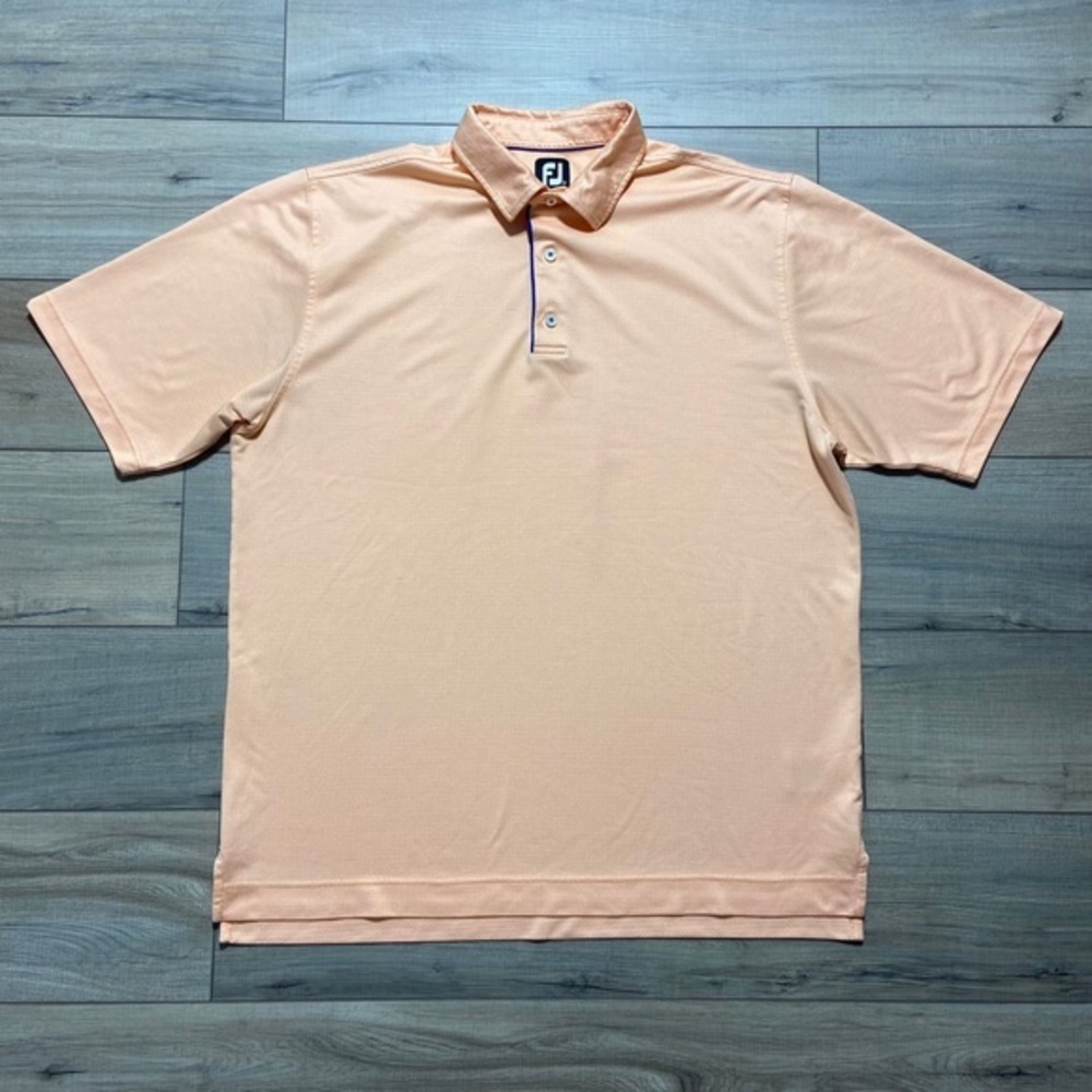 FootJoy Men Golf Polo Shirt‎ Chevron Pattern Orange White and Blue Accent XXL